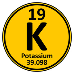 Periodic table element potassium icon.