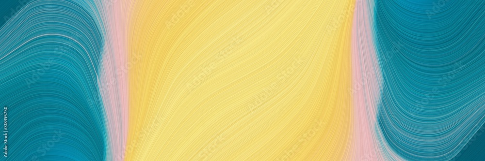Poster artistic header design with khaki, dark cyan and silver colors. dynamic curved lines with fluid flowing waves and curves