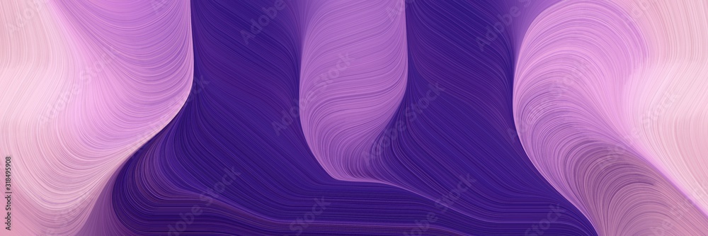 Poster artistic horizontal banner with pastel violet, indigo and dark slate blue colors. dynamic curved lin