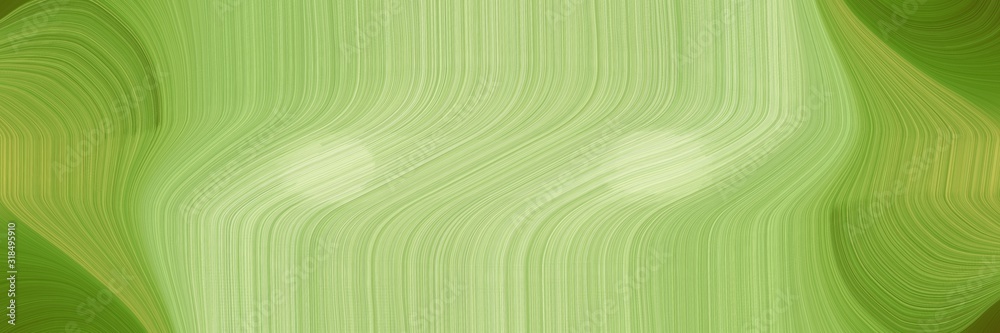 Poster moving horizontal header with dark khaki, tea green and dark green colors. dynamic curved lines with fluid flowing waves and curves