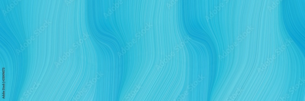 Poster decorative horizontal header with medium turquoise, dark turquoise and sky blue colors. dynamic curved lines with fluid flowing waves and curves