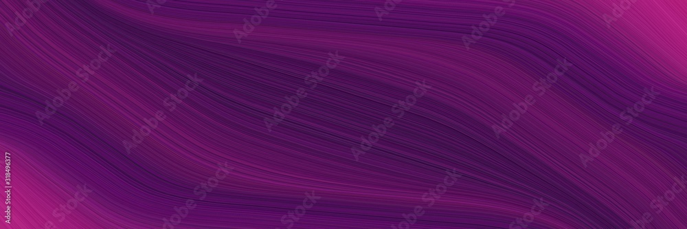 Poster flowing designed horizontal header with very dark magenta, medium violet red and purple colors. dynamic curved lines with fluid flowing waves and curves