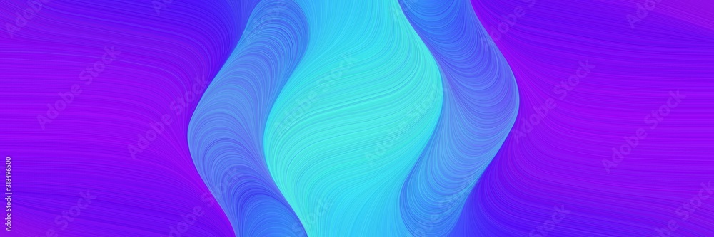 Poster surreal header with medium turquoise, blue violet and royal blue colors. dynamic curved lines with f