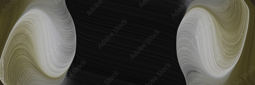 Poster artistic horizontal header with dark gray, gray gray and very dark green colors. dynamic curved lines with fluid flowing waves and curves