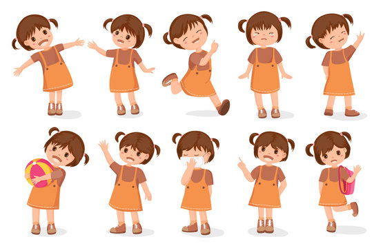 set girls characters cartoon style.vector illustration