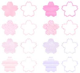 桜の型フレーム　和柄と白背景のセット