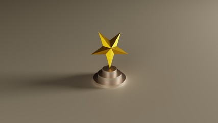 a golden star on a podium, 3d illustration