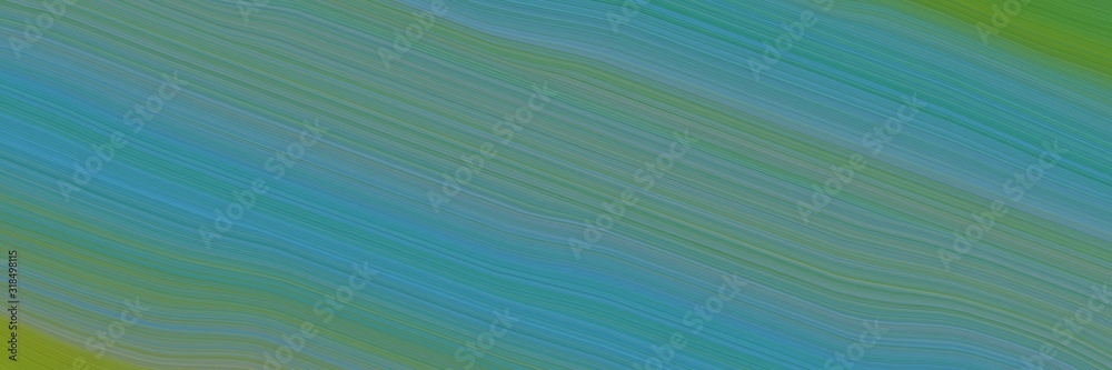Poster moving horizontal banner with blue chill, olive drab and sea green colors. dynamic curved lines with