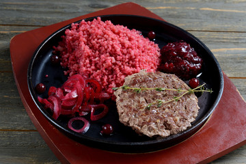 pan-fried beef patty