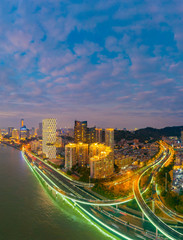 Fototapeta na wymiar Night view of the seaside in Xiamen City, Fujian Province, China