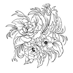 Coloring page with flowers