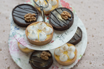 Lemon tarts and Chocolate tarts.