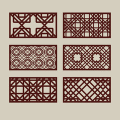 Set geometric ornaments for laser cutting decorative panels