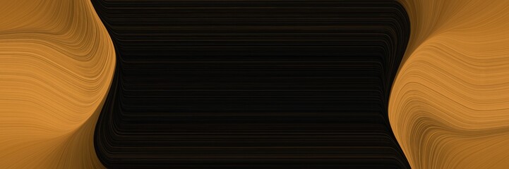 dynamic horizontal banner with black, coffee and chocolate colors. dynamic curved lines with fluid flowing waves and curves