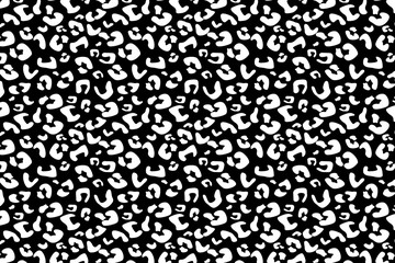 Seamless leopard pattern, animal tile black and white print background