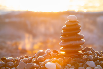 Stack of sea pebbles