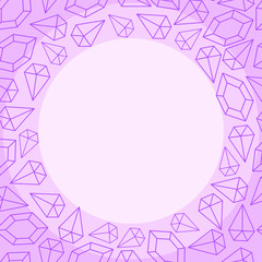 Vector frame made of precious stones outline on a pink background