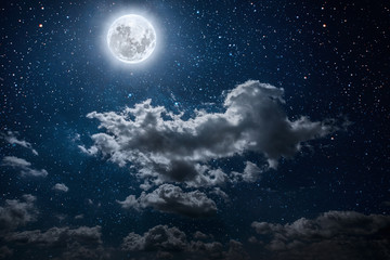 Plakat backgrounds night sky with stars and moon and clouds. Elements of this image furnished by NASA
