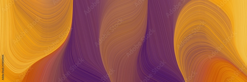 Poster moving banner with sienna, vivid orange and very dark magenta colors. dynamic curved lines with flui
