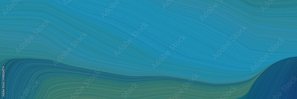 Poster modern designed horizontal header with teal blue, steel blue and teal green colors. dynamic curved lines with fluid flowing waves and curves