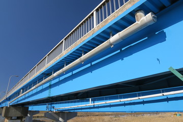 江戸川に架かる流山橋と青空