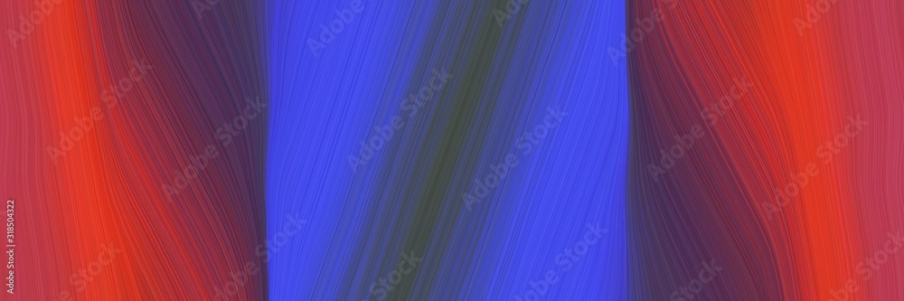 Poster flowing horizontal banner with royal blue, old mauve and crimson colors. dynamic curved lines with f
