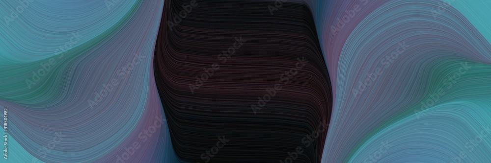 Poster artistic horizontal banner with teal blue, very dark pink and cadet blue colors. dynamic curved line