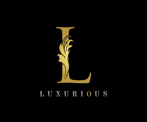 Golden L Luxury Logo Icon, Classic L Letter Logo Design.