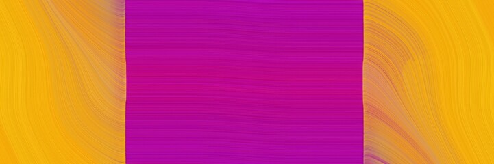 colorful banner with medium violet red, golden rod and peru colors. dynamic curved lines with fluid flowing waves and curves