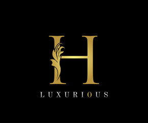Golden H Luxury Logo Icon, Classic H Letter Logo Design.