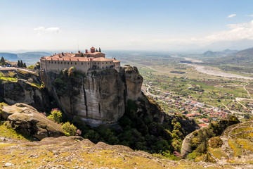 Fototapeta premium Meteora, Greece. The Byzantine Monastery of St Stephen (Agios Stefanos) in the rocks at Meteora in Kalambaka