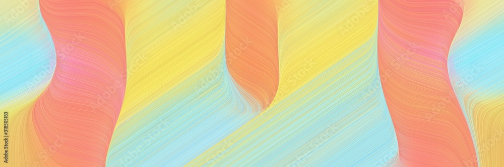 Poster decorative designed horizontal header with powder blue, dark salmon and khaki colors. dynamic curved lines with fluid flowing waves and curves