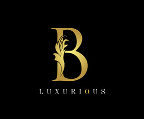 Golden B Luxury Logo Icon, Classic B Letter Logo Design.