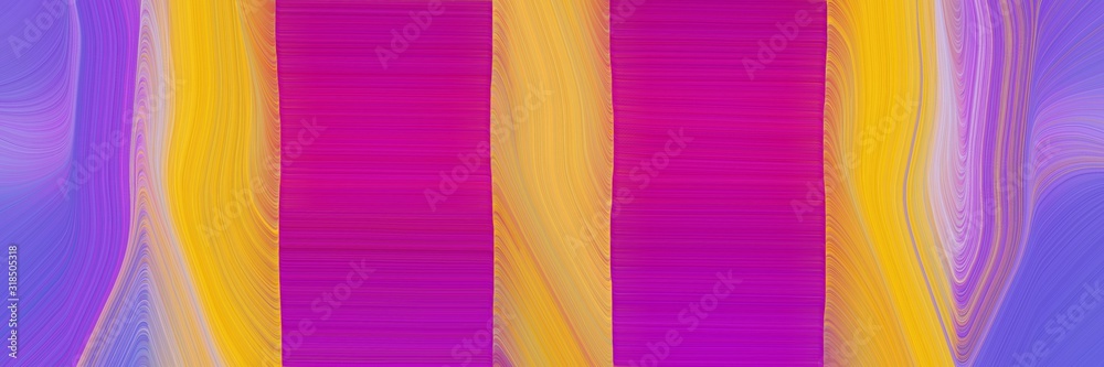 Poster decorative horizontal header with medium violet red, golden rod and burly wood colors. dynamic curve