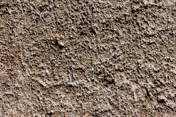 Texture of old washed out light brown and grey concrete mixed with small grain gravel background wallpaper