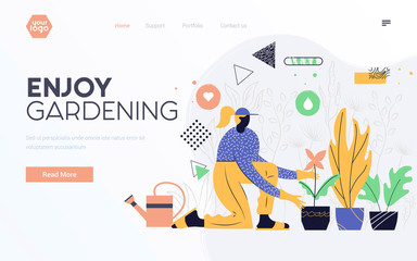 Flat Modern design Illustration of Enjoy Gardening