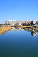 Obraz premium 冬の坂川放水路風景