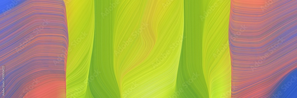 Aufkleber dynamic horizontal banner with yellow green, slate blue and antique fuchsia colors. dynamic curved l