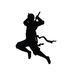Fototapeta na wymiar Ninja with weapon silhouette vector