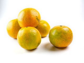 Orange fruit background , Citrus reticulata Blanco on white backgrond