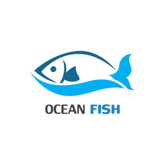 Ocean Fish logo template. Creative vector symbol of fishing club