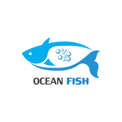 Ocean Fish logo template. Creative vector symbol of fishing club