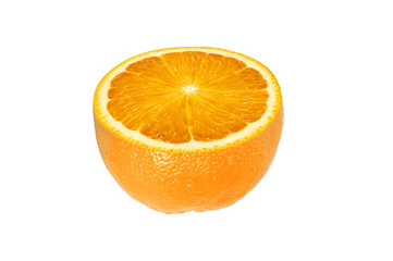 Half of sweet juicy orange fruit isolated on white background