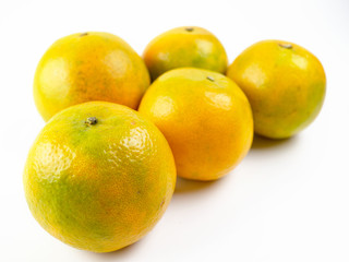 Orange fruit background , Citrus reticulata Blanco on white backgrond