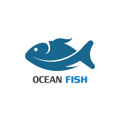 Ocean Fish logo template. Creative vector symbol of fishing club