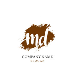 MD Initial handwriting logo vector	