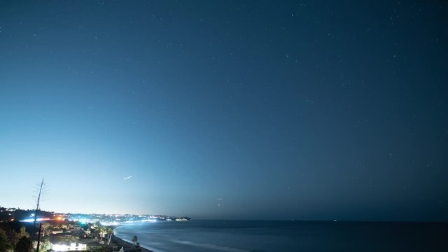 Starry Sky Above Malibu Zuma Beach California Time Lapse