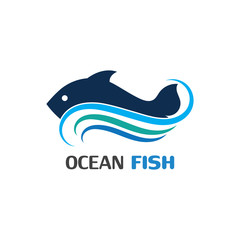 Ocean Fish logo template. Creative vector symbol of fishing club