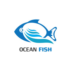 Ocean Fish logo template. Creative vector symbol of fishing club