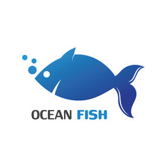 Ocean Fish logo template. Creative vector symbol of fishing club